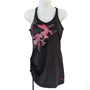 Adidas sparkling pink on black camisole tank top size Medium @z